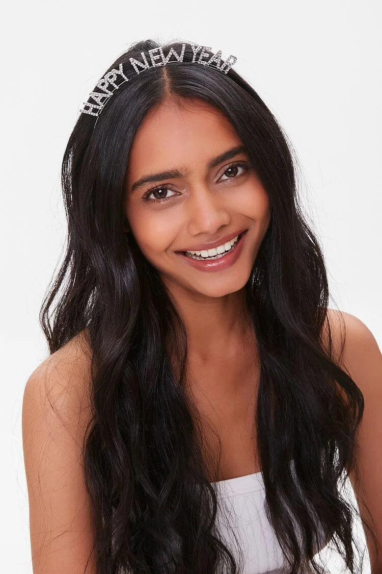 Happy New Year Rhinestone Gold Headband