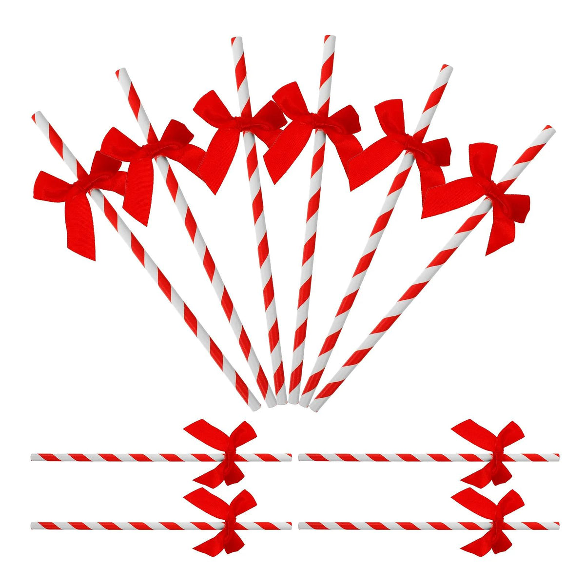 Red Ribbon Striped Straws