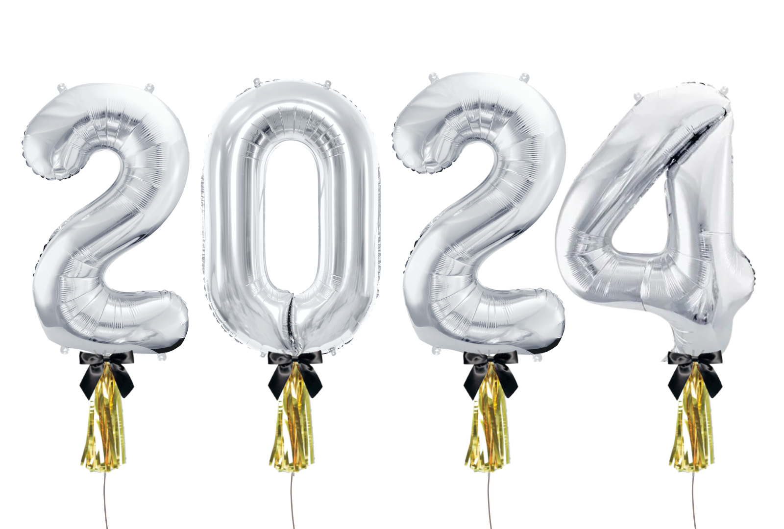 2024 Silver Foil Balloon Set with Tassels