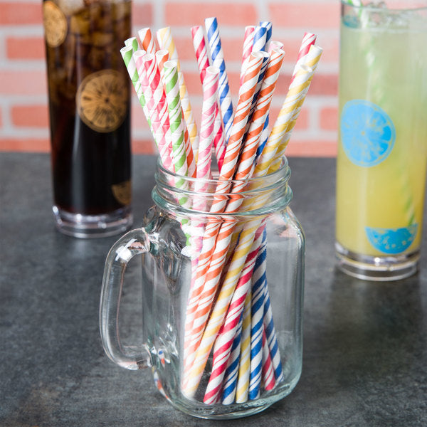 Assorted Rainbow Striped Paper Straws with Eco-Flex® Technology