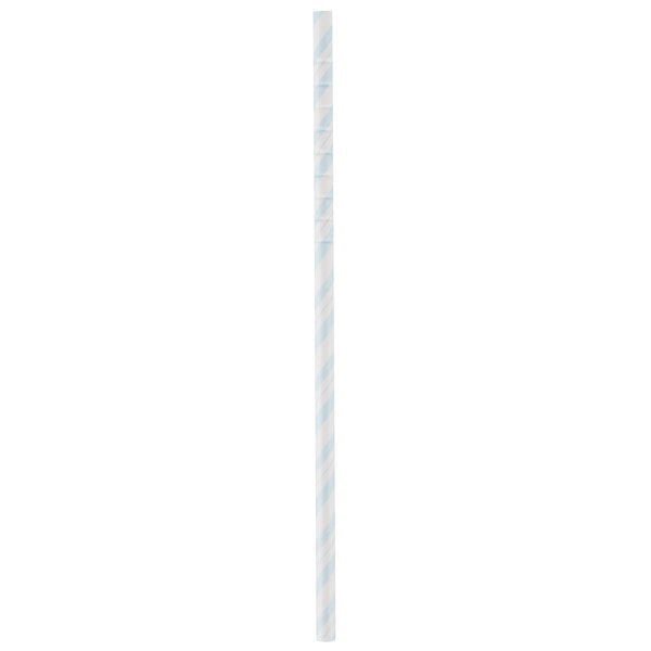 Pastel Blue Striped Paper Straws with Eco-Flex® Technology
