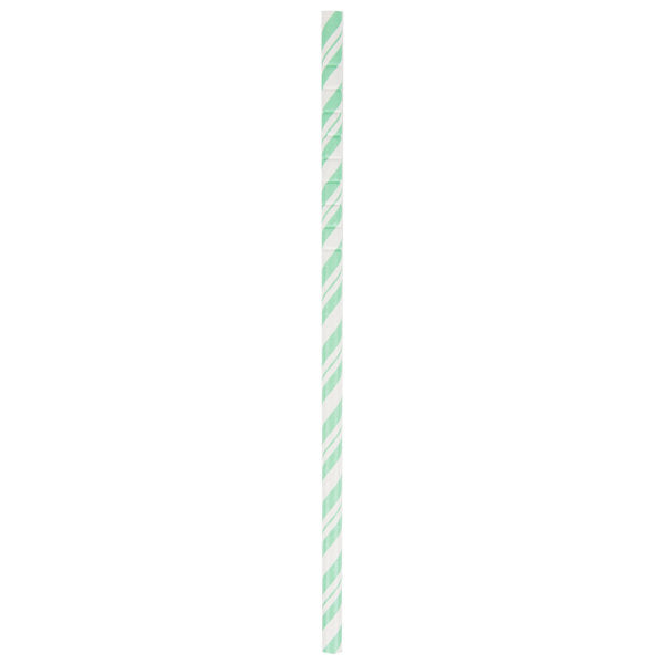 Mint Green Striped Paper Straws with Eco-Flex® Technology