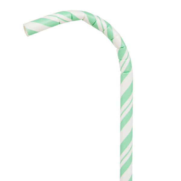 Mint Green Striped Paper Straws with Eco-Flex® Technology