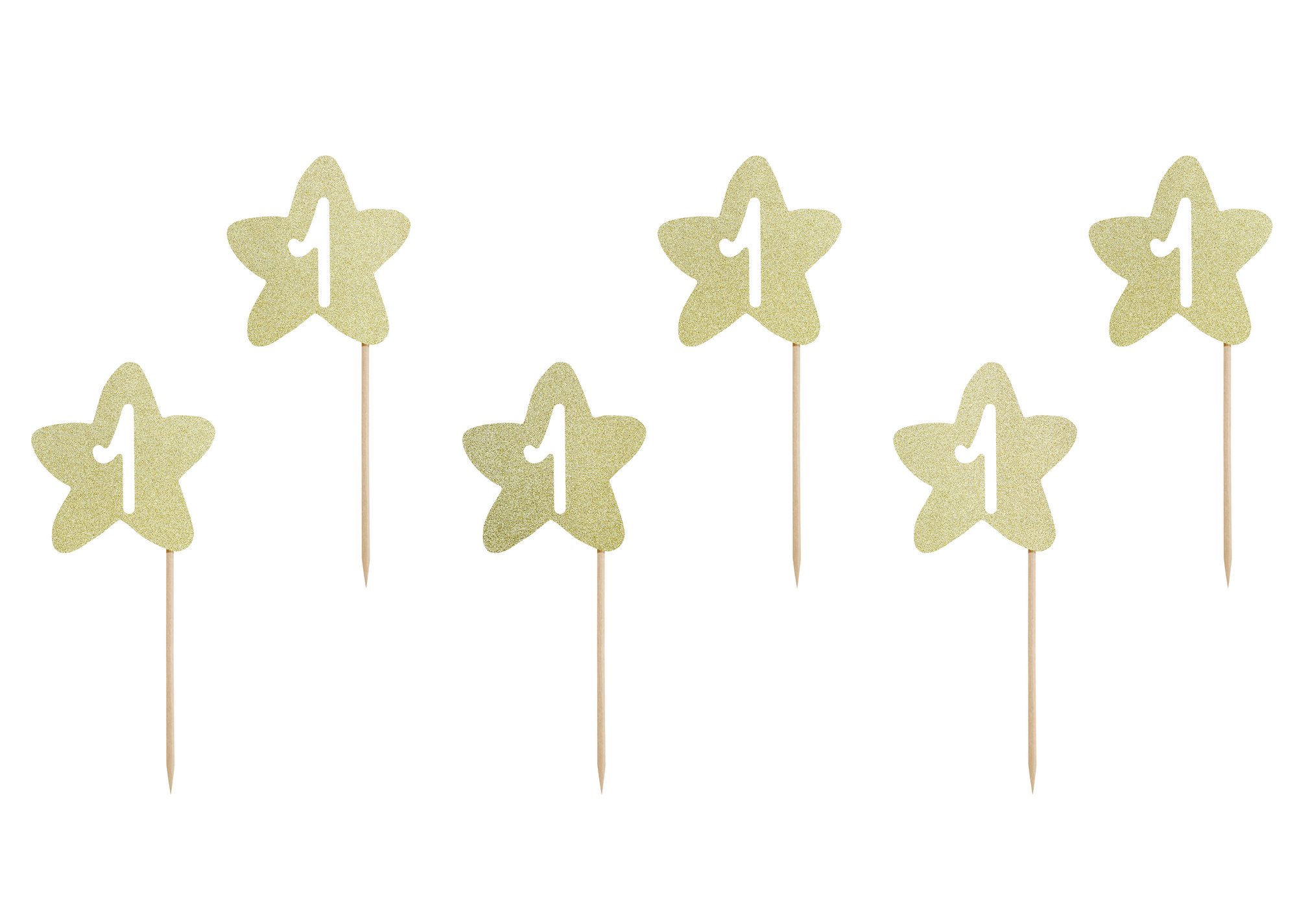 1st Birthday Gold Stars Cupcake Toppers