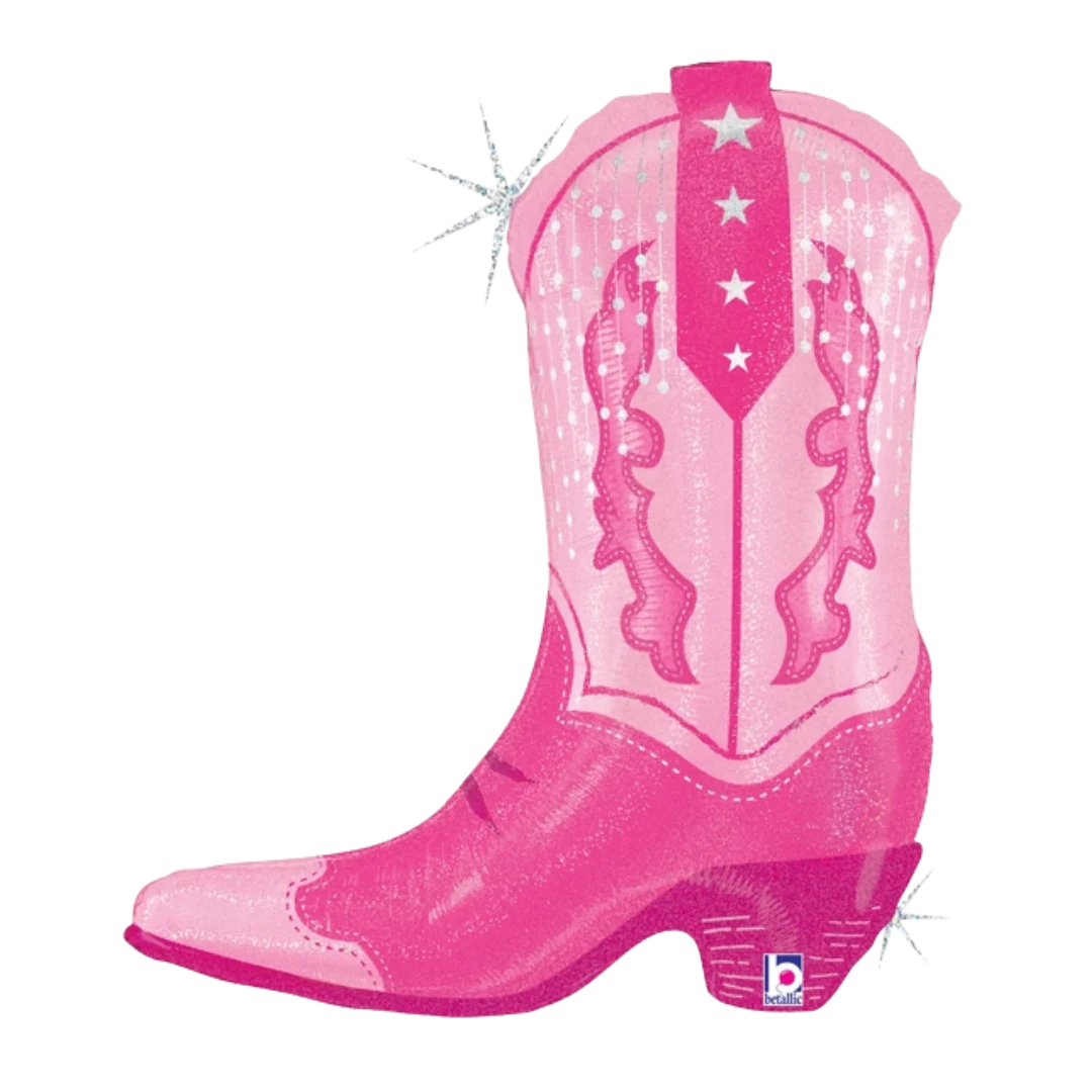 29" Pink Cowgirl Boot Foil Balloon