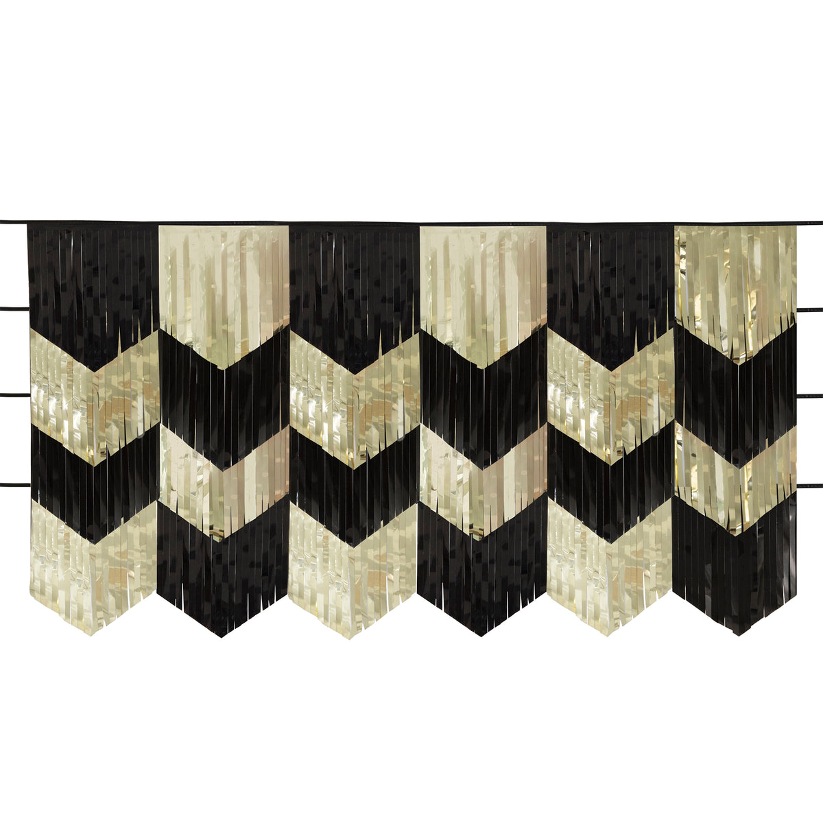Black &amp; Gold Scallop Fringe Garland Backdrop
