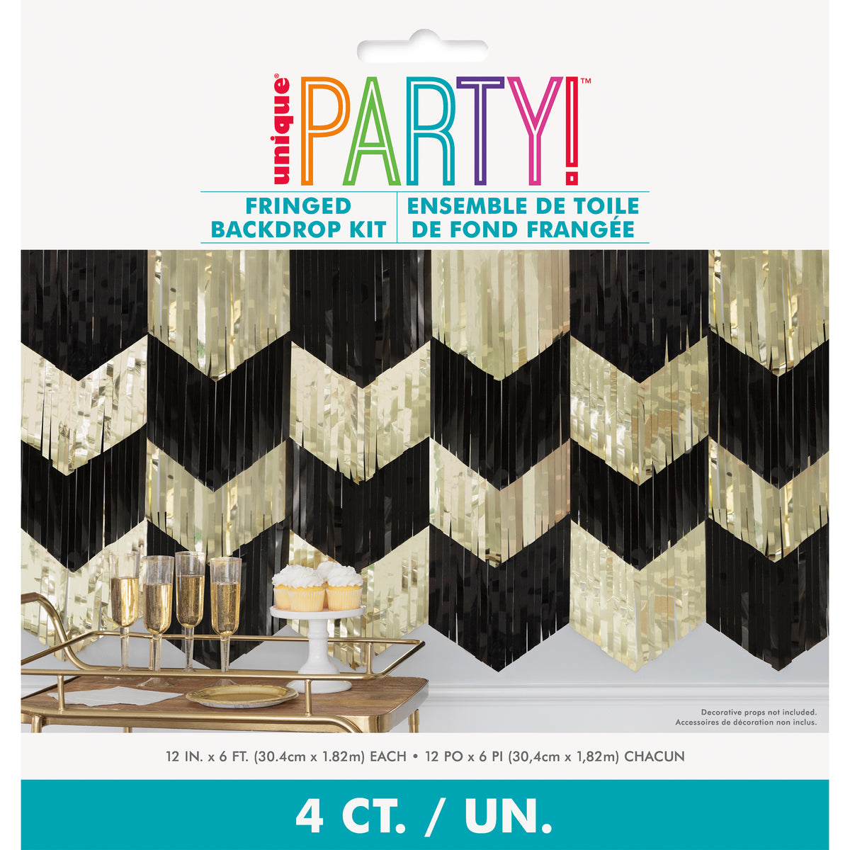 Black &amp; Gold Scallop Fringe Garland Backdrop