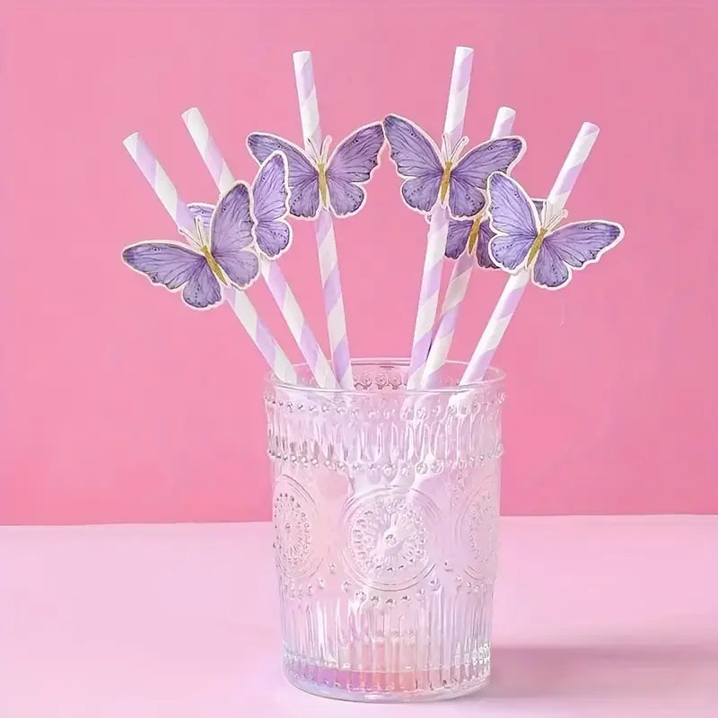 Purple Butterfly Party Straws *NORA PRICE/QUANTITY*
