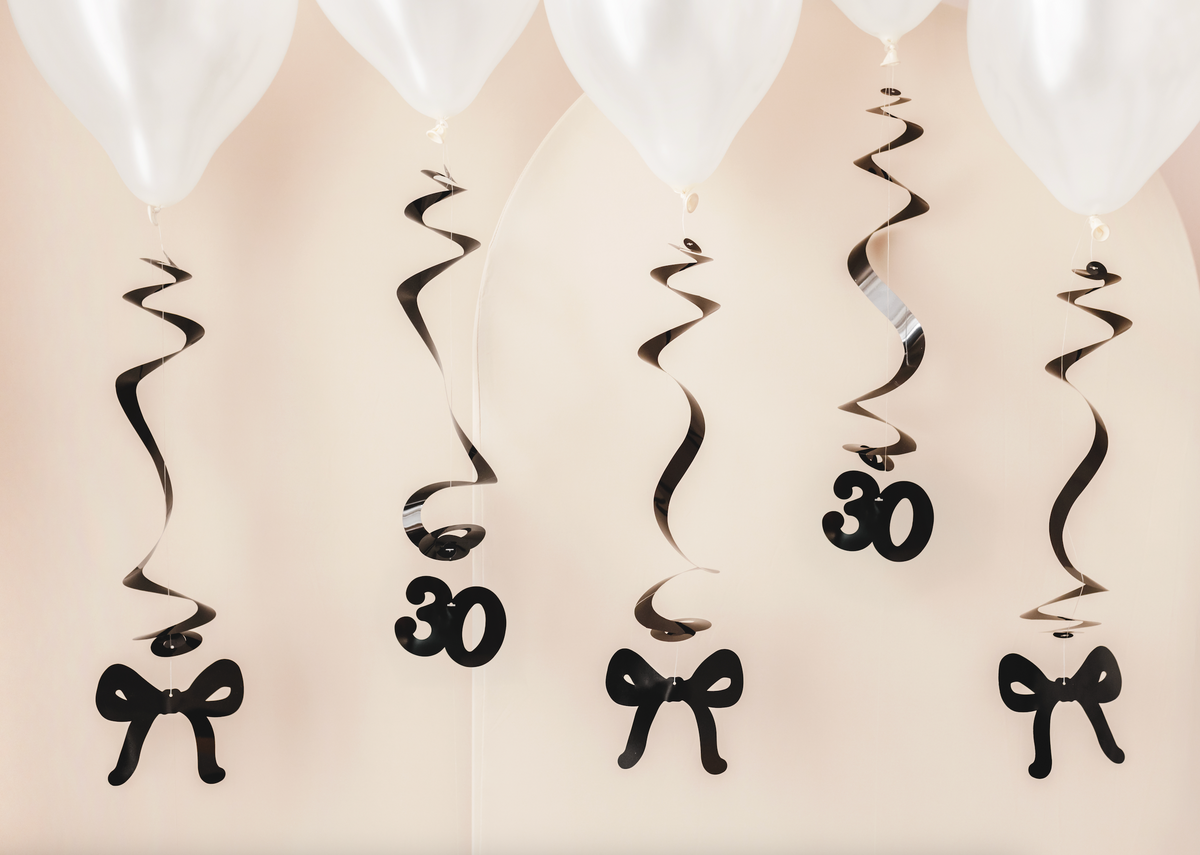 Black 30th Birthday Swirl Decorations