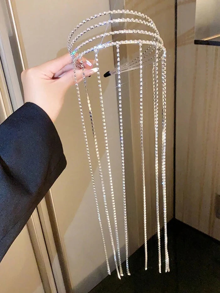 Rhinestone Tassel Crystal Headband