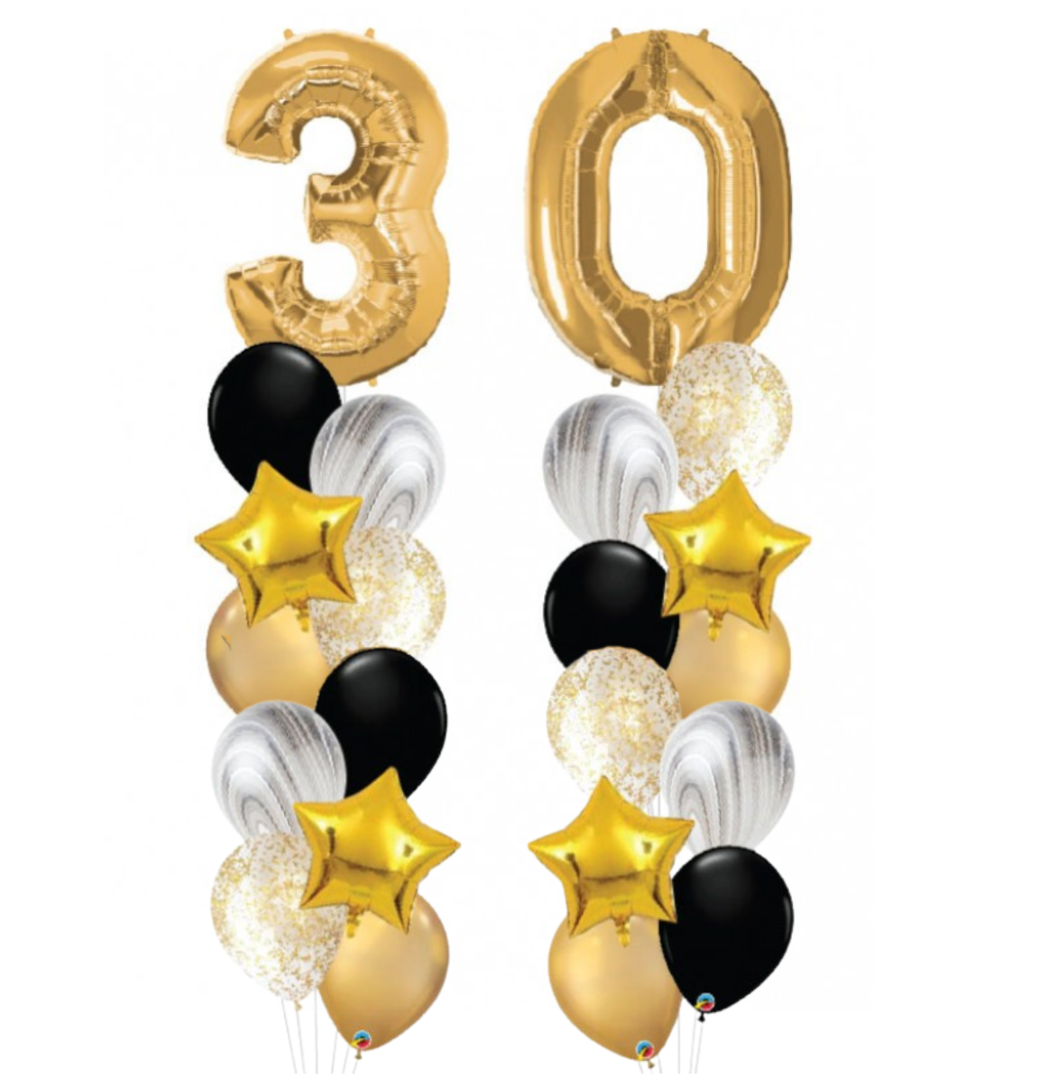 Marble &amp; Gold Numbers Balloon Bouquet