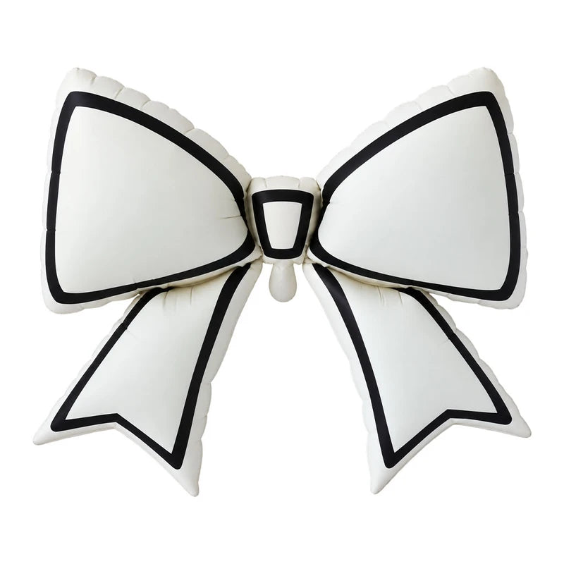 White &amp; Black Outline Bow Foil Balloon