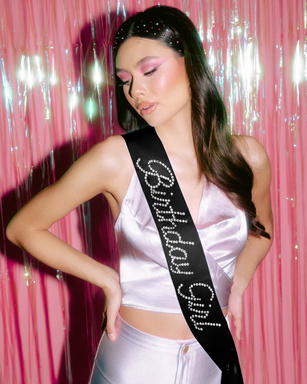 Black Rhinestone Birthday Girl Sash