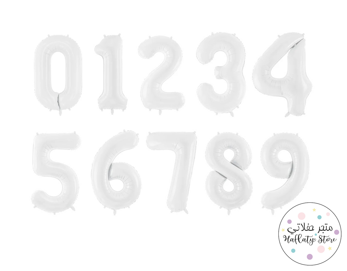 White Number Foil Balloon
