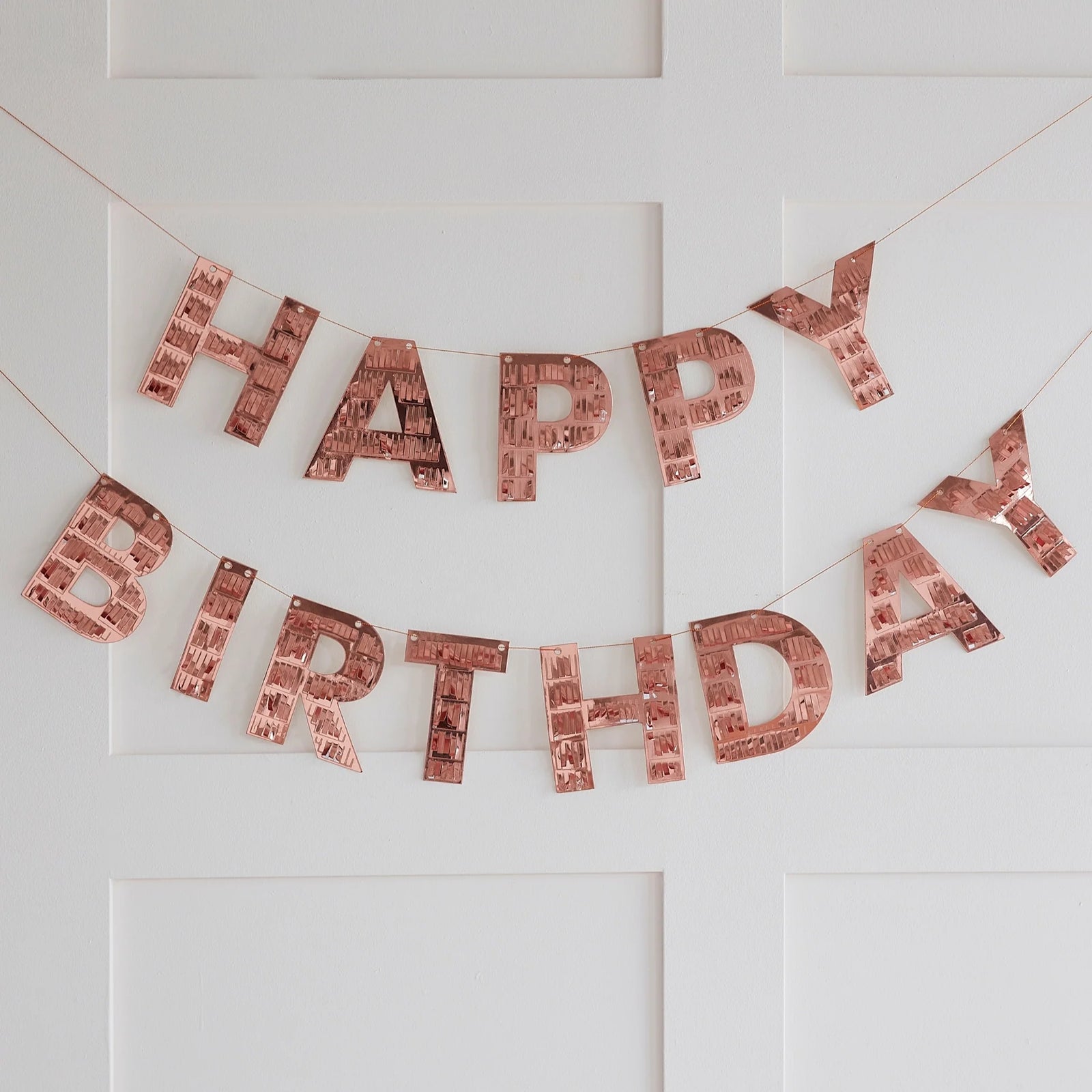 Rose Gold Happy Birthday Fringe Bunting
