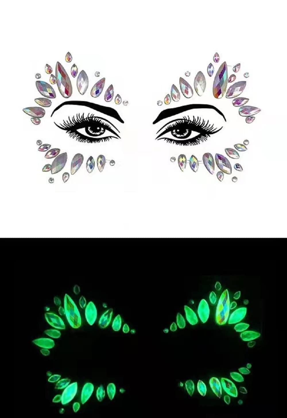 3D Glow in the Dark Face Gems