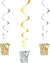 New Year Silver & Gold Hanging Swirl