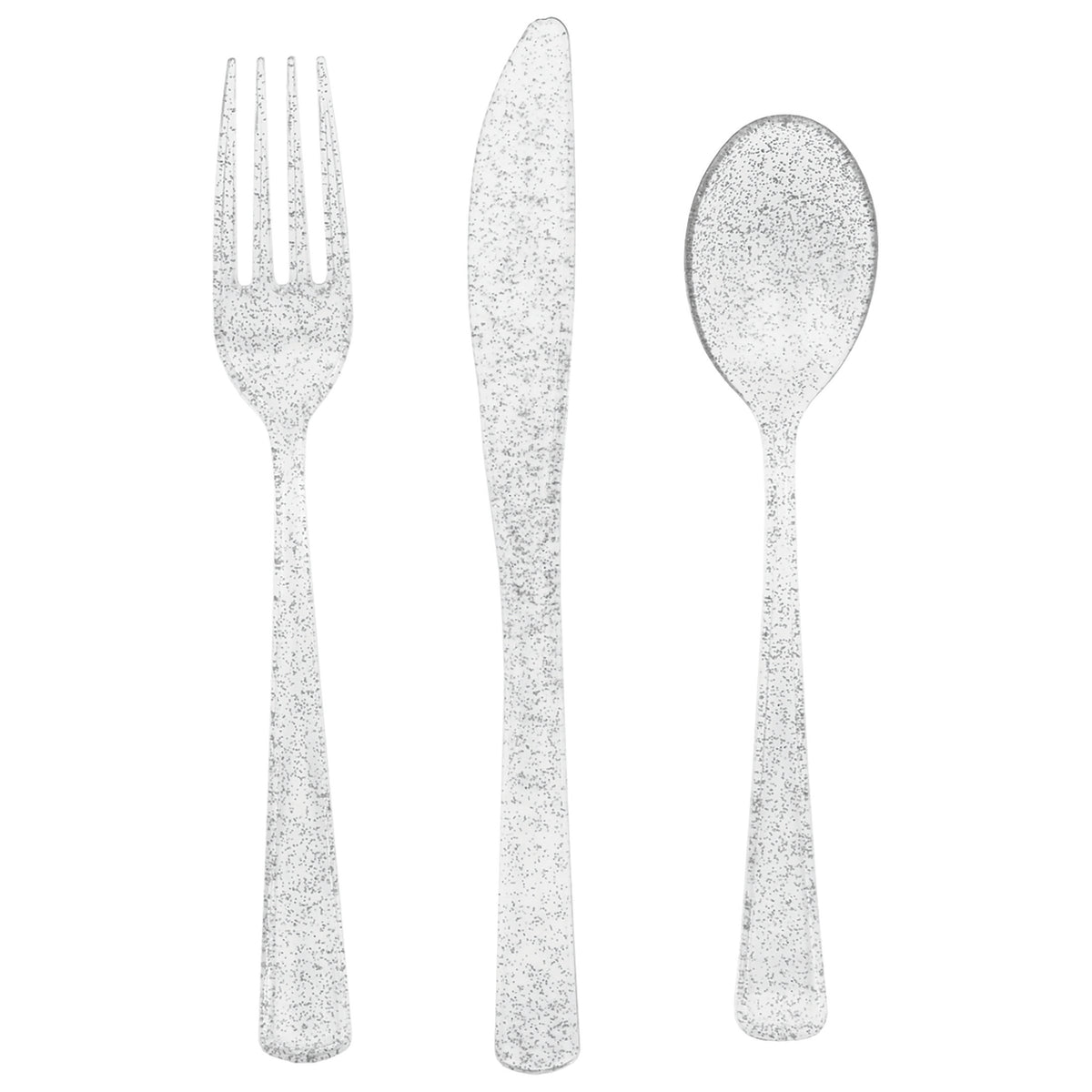 Silver Glitter Assorted Cutlery Set