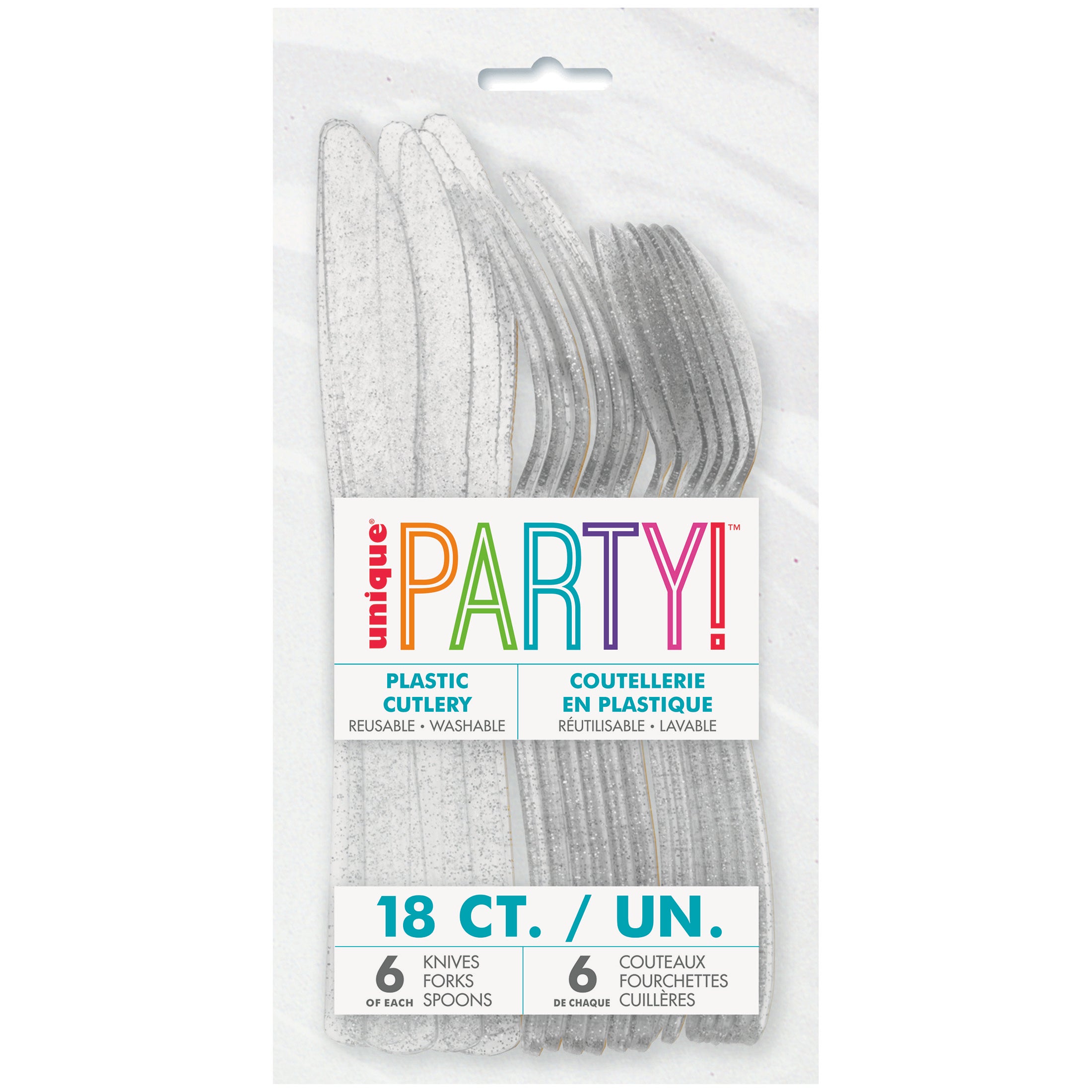 Silver Glitter Assorted Cutlery Set