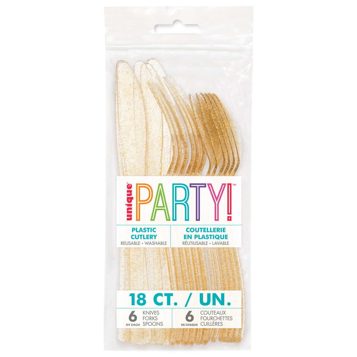 Gold Glitter Assorted Cutlery Set