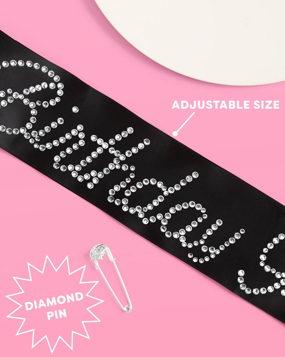 Black Rhinestone Birthday Girl Sash