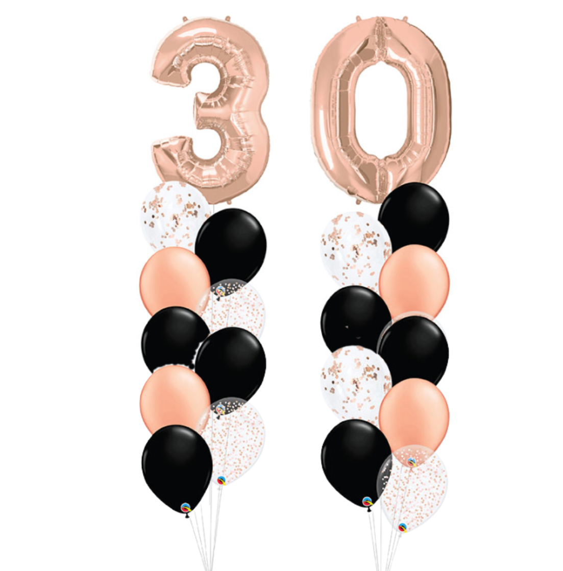 Black &amp; Rose Gold Numbers Balloon Bouquet