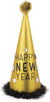 Happy New Year Gold Tinsel Cone Hat