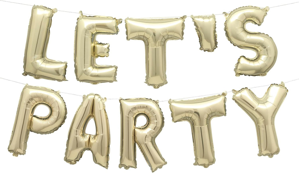 Gold “Let’s Party” Foil Balloon Banner
