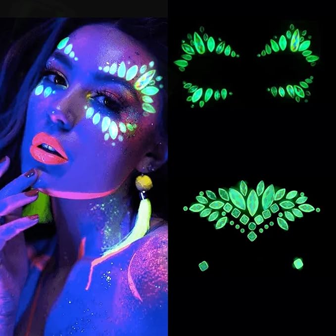 3D Glow in the Dark Face Gems