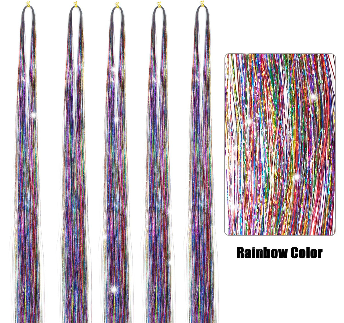 Rainbow Sparkle Hair Tinsel