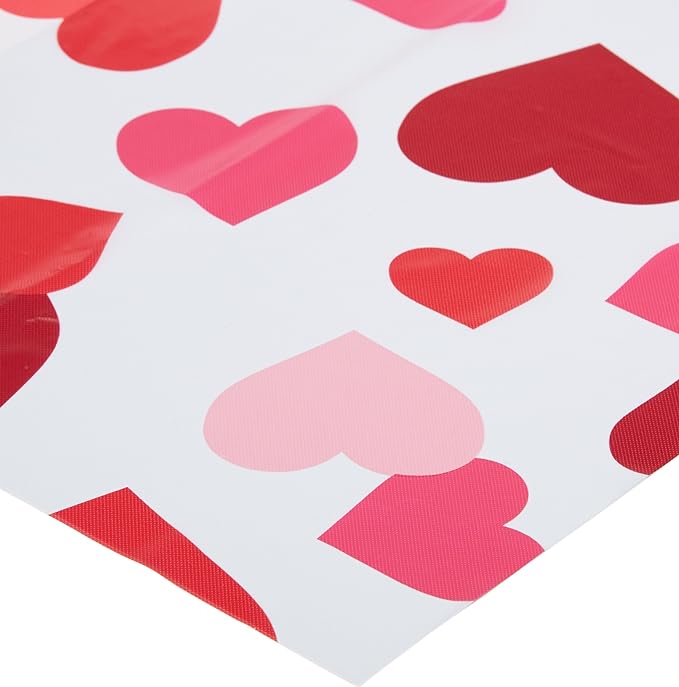 Pink and Red Hearts Plastic Table Cover