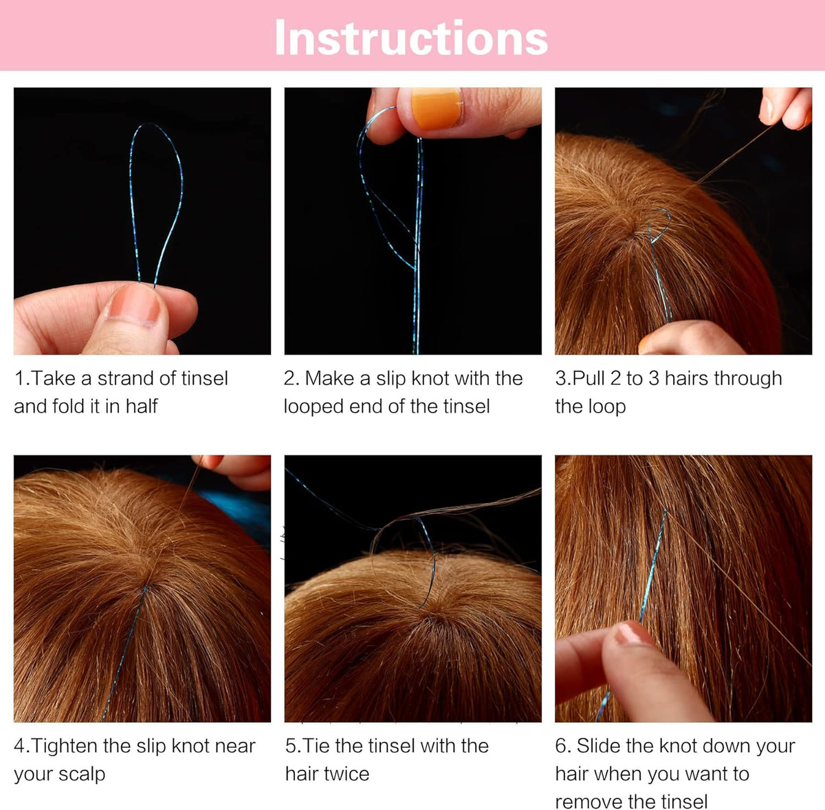 Light Pink Sparkle Hair Tinsel