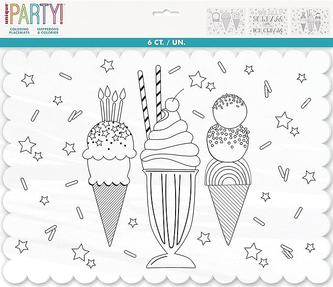 Ice Cream Coloring Placemats