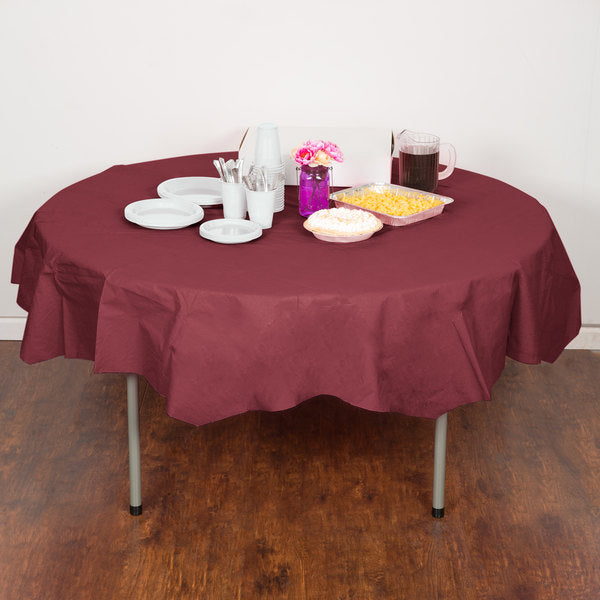 Burgundy Round Paper Table Cover