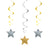 Silver & Gold Star Hanging Swirl Decorations