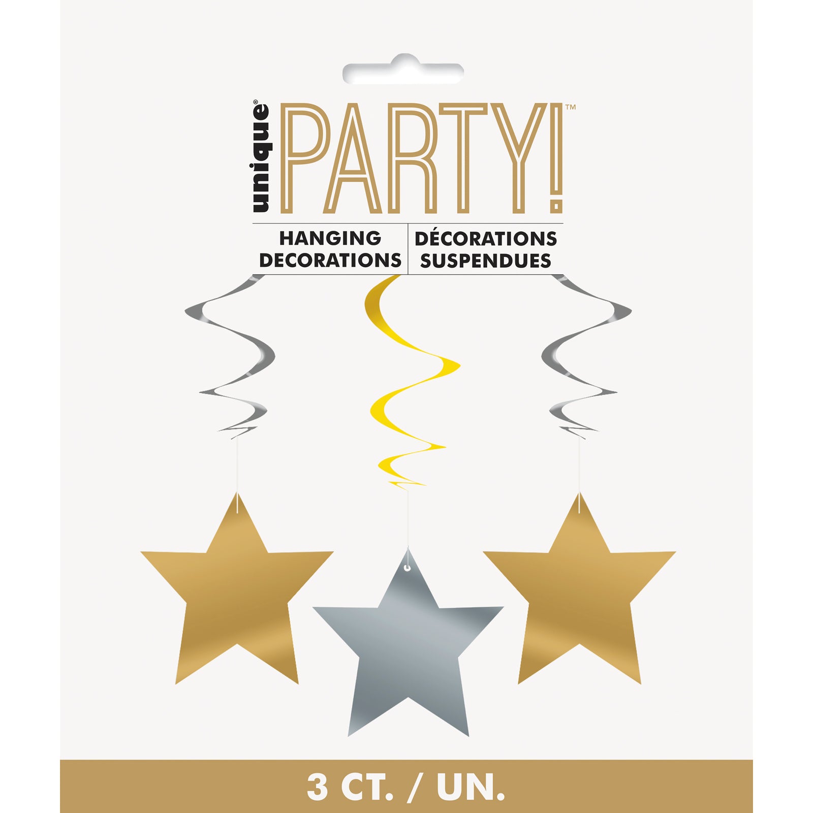 Silver & Gold Star Hanging Swirl Decorations