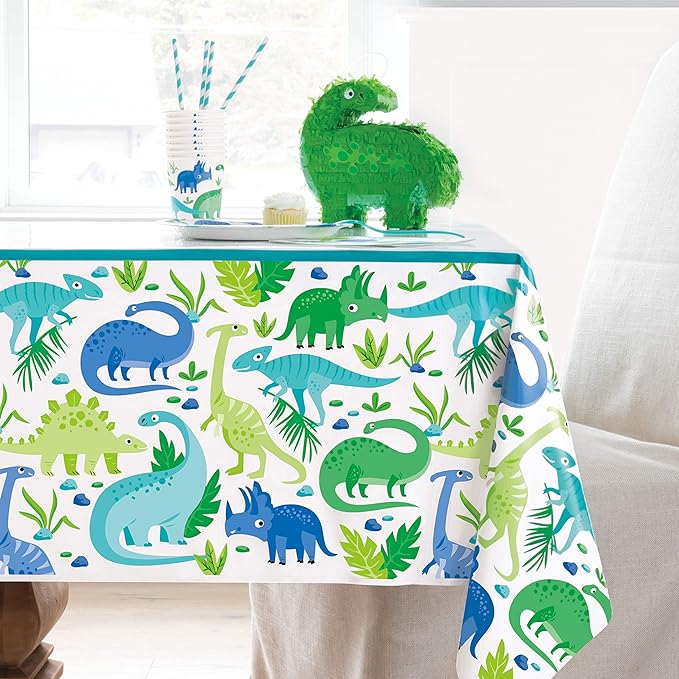 Blue &amp; Green Dinosaur Party Tablecover