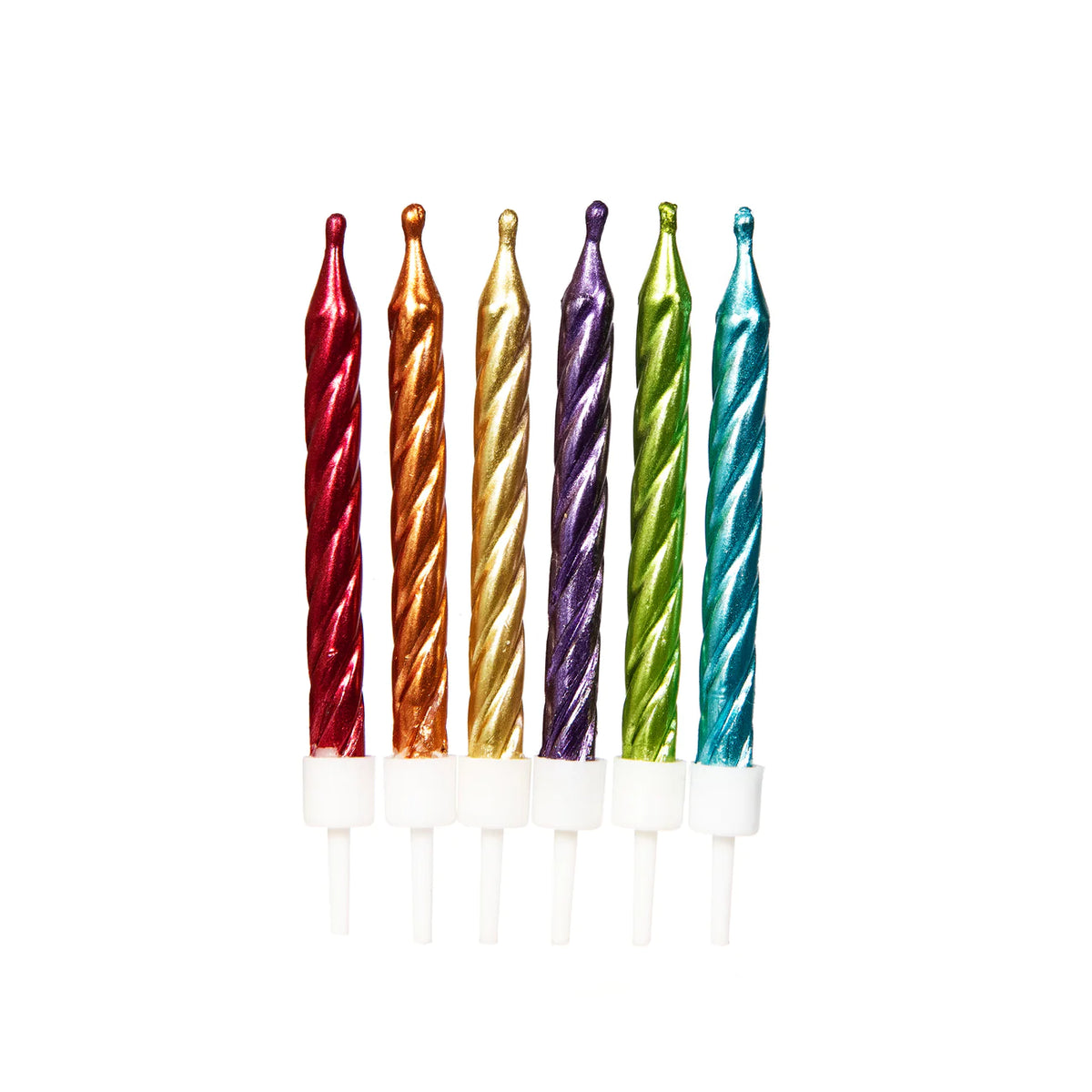 Metallic Rainbow Candles with Holders
