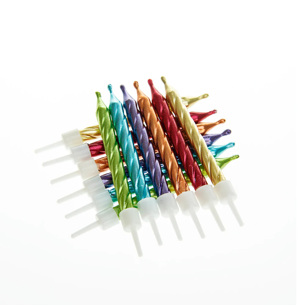 Metallic Rainbow Candles with Holders