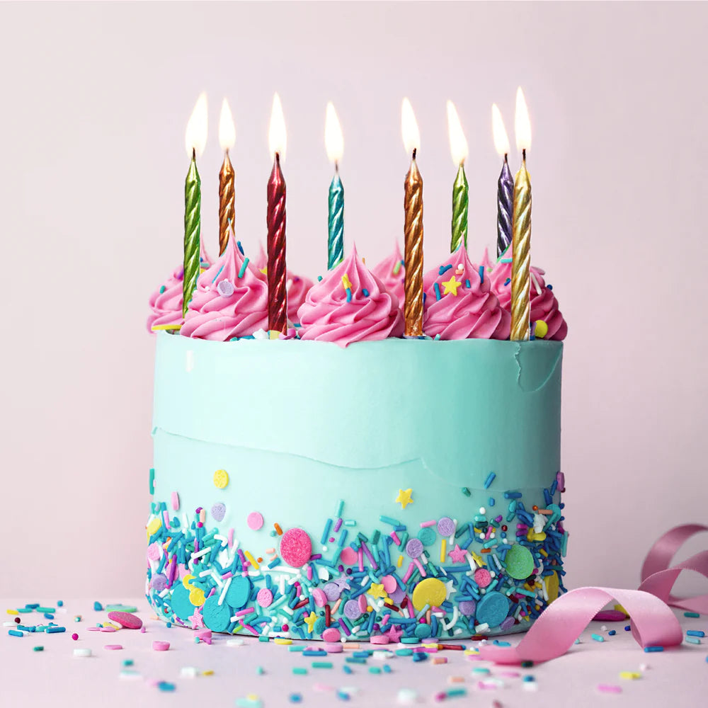 Metallic Rainbow Candles with Holders