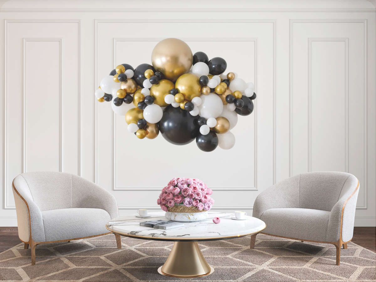Black, Chrome Gold &amp; White Balloon Cloud