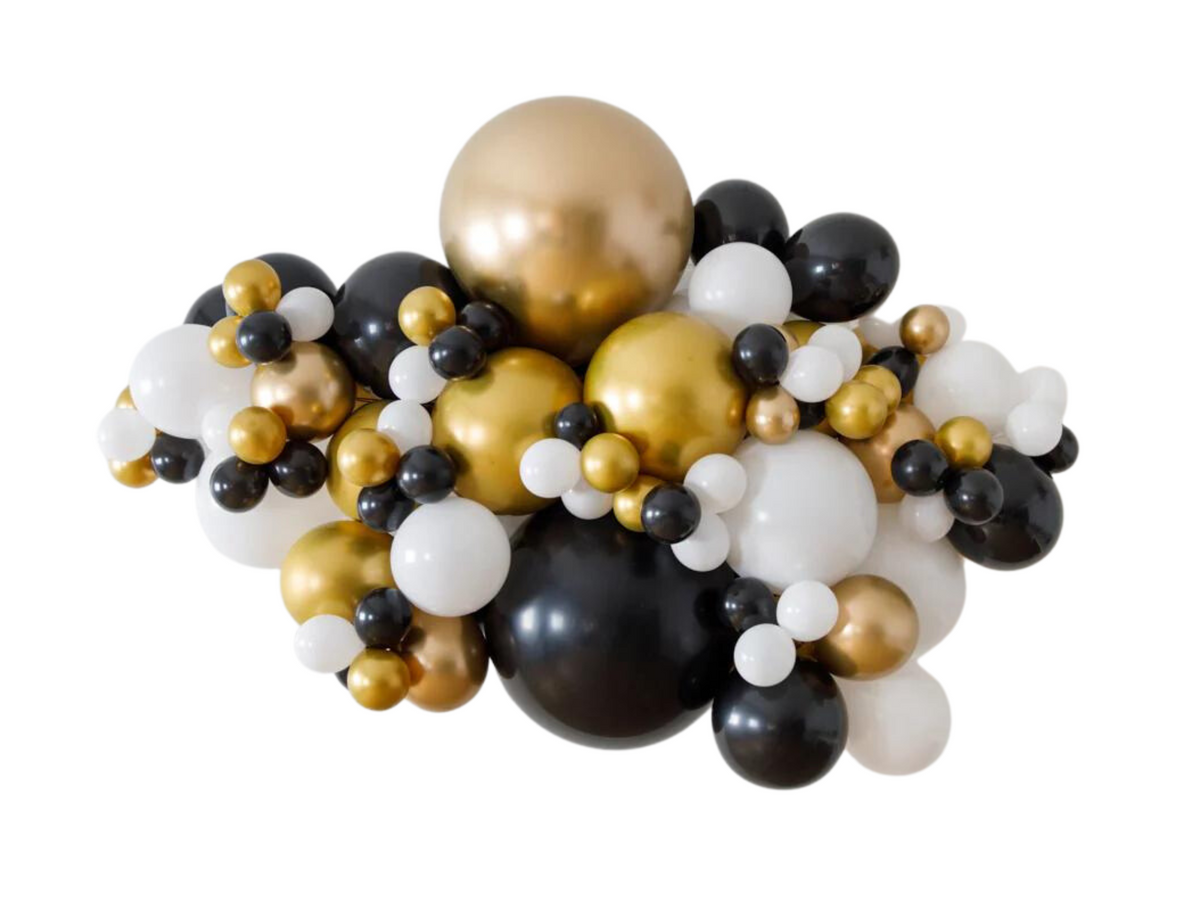 Black, Chrome Gold &amp; White Balloon Cloud