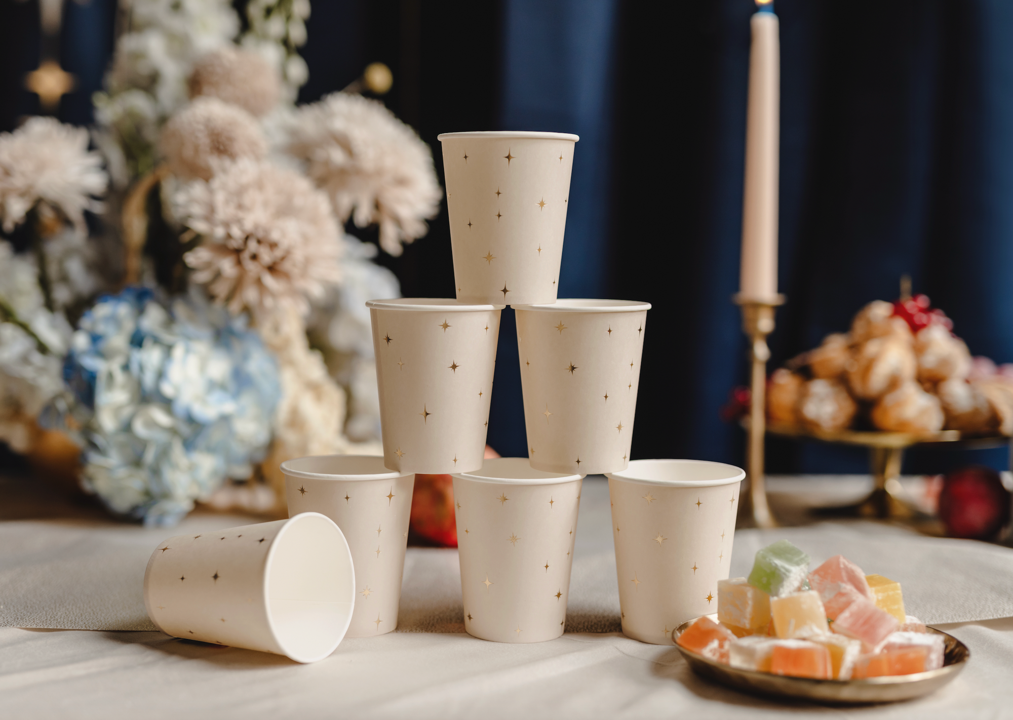 Beige & Gold Star Cups