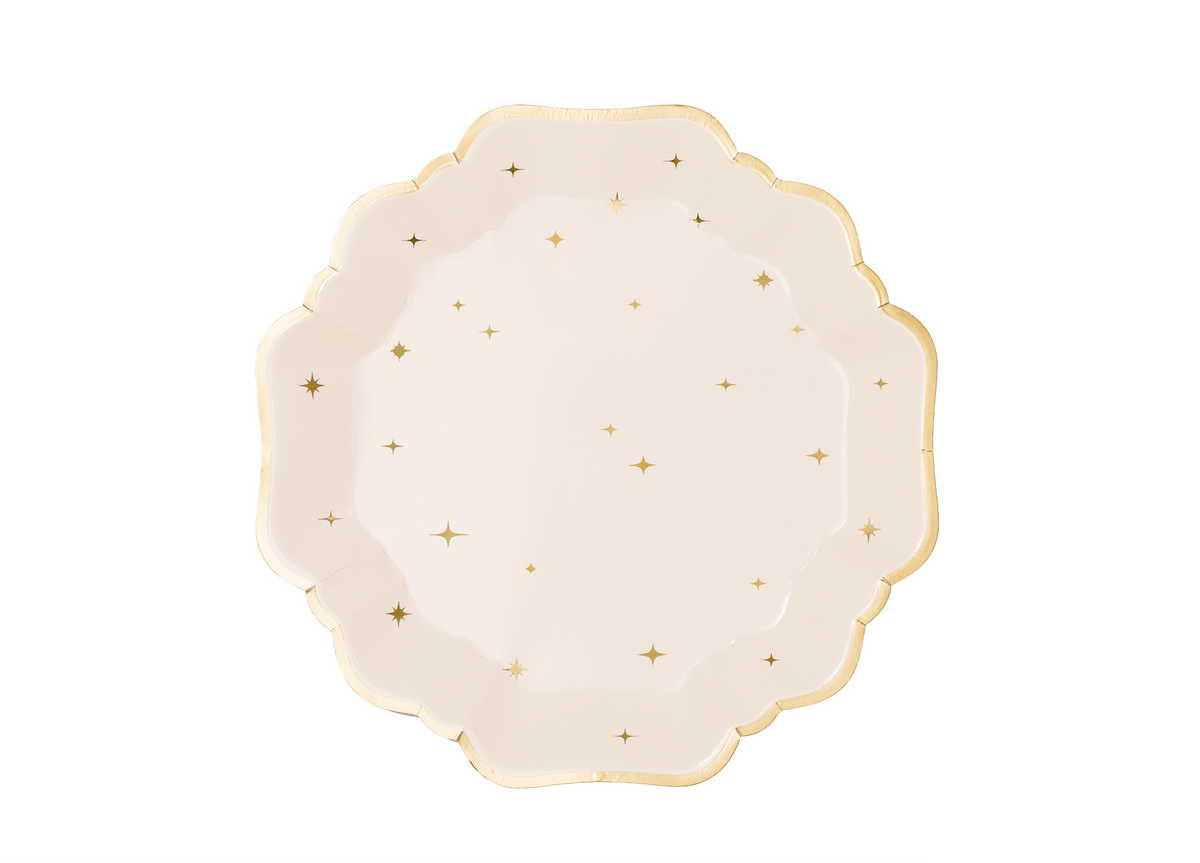 Beige &amp; Gold Star Plates
