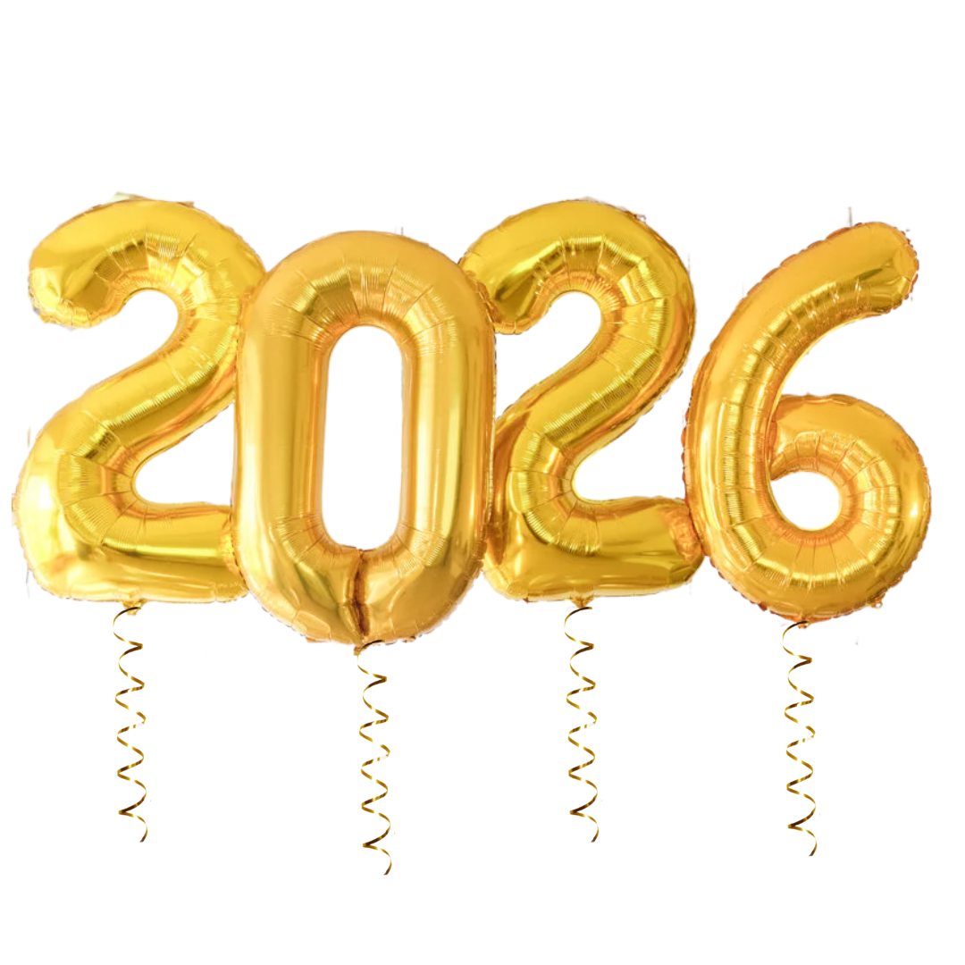 Gold Year Number Balloon Set