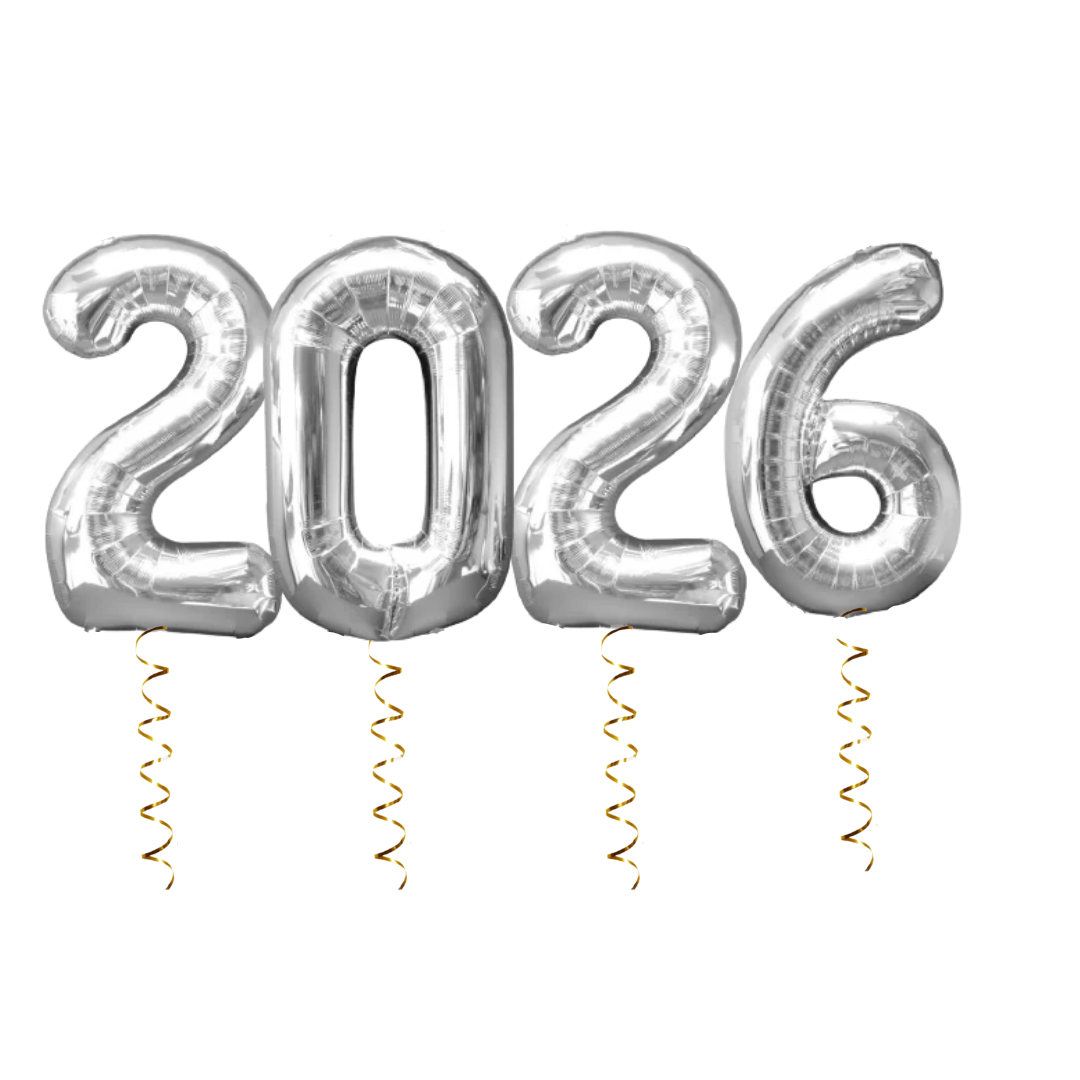 Silver Year Number Balloon Set