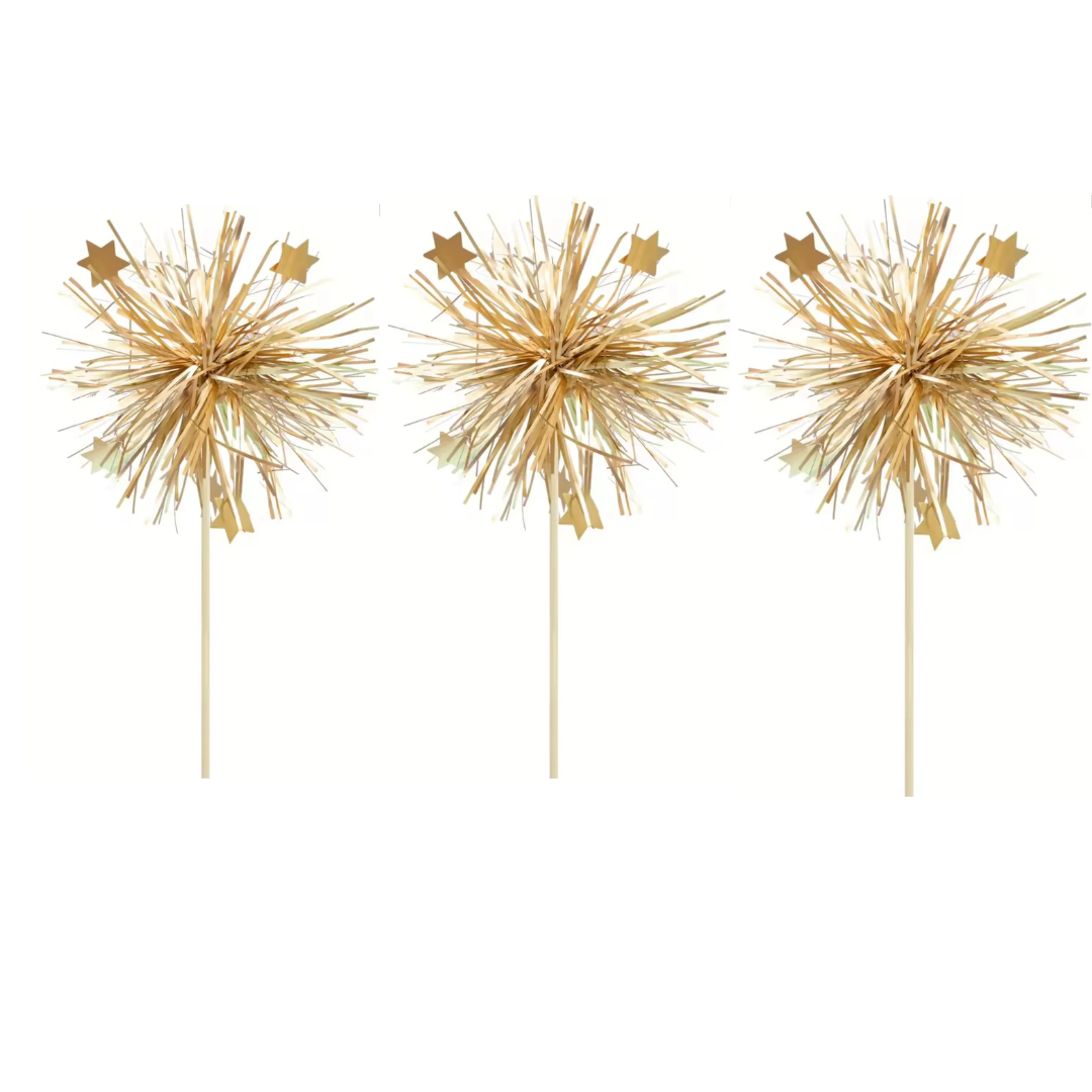 Gold Foil Firework Food Toppers