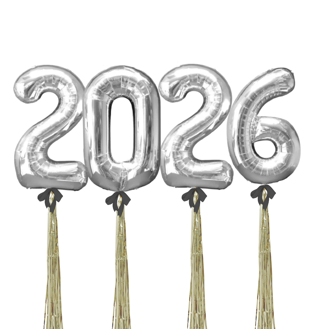 Silver Year Number Balloon Set