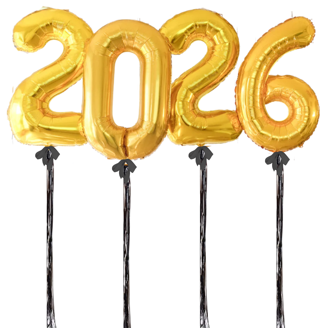 Gold Year Number Balloon Set