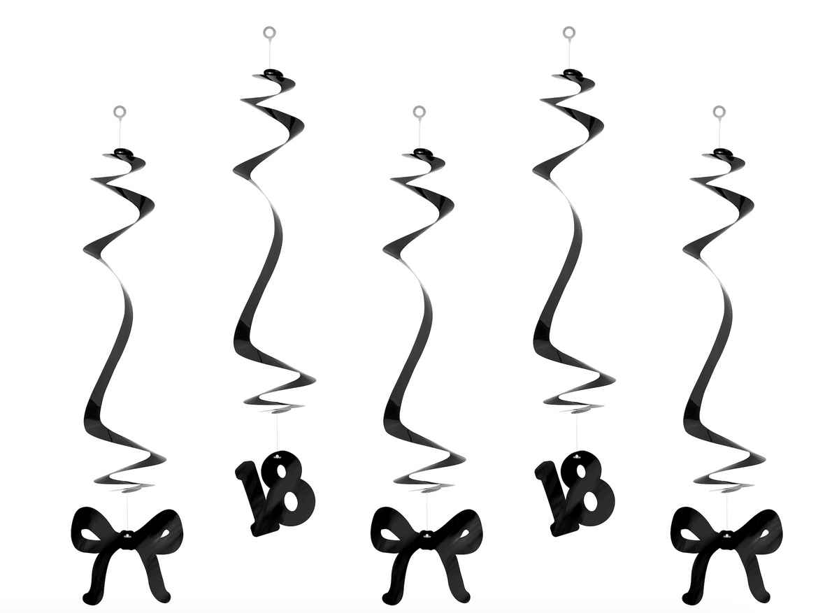 Black 18th Birthday Swirl Decorations
